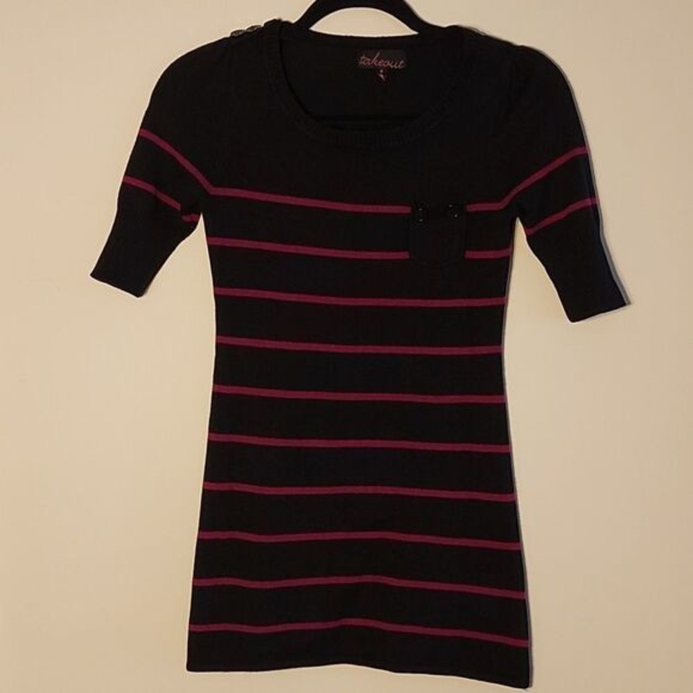 Takeout Striped Sweater Dress